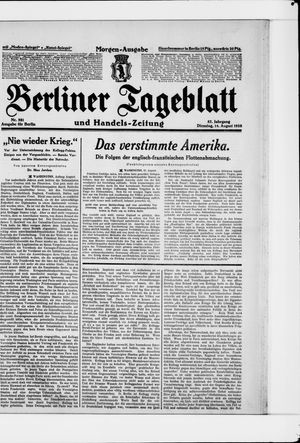 Berliner Tageblatt und Handels-Zeitung vom 14.08.1928