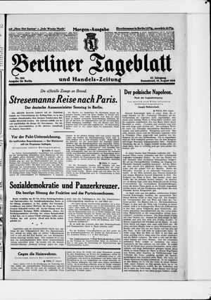 Berliner Tageblatt und Handels-Zeitung vom 18.08.1928