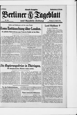 Berliner Tageblatt und Handels-Zeitung vom 20.08.1928