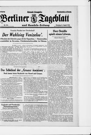 Berliner Tageblatt und Handels-Zeitung vom 21.08.1928