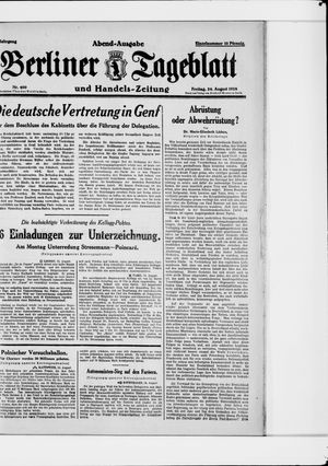 Berliner Tageblatt und Handels-Zeitung on Aug 24, 1928
