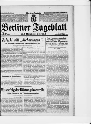 Berliner Tageblatt und Handels-Zeitung vom 29.08.1928
