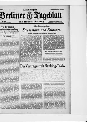 Berliner Tageblatt und Handels-Zeitung vom 29.08.1928