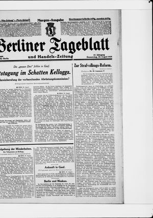 Berliner Tageblatt und Handels-Zeitung vom 30.08.1928