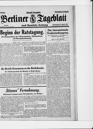 Berliner Tageblatt und Handels-Zeitung vom 30.08.1928