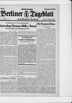 Berliner Tageblatt und Handels-Zeitung vom 03.09.1928