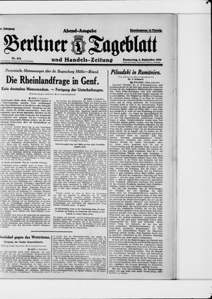 Berliner Tageblatt und Handels-Zeitung on Sep 6, 1928