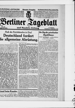 Berliner Tageblatt und Handels-Zeitung vom 08.09.1928