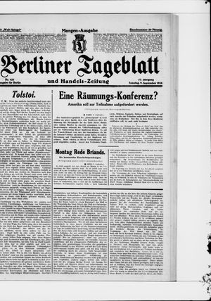 Berliner Tageblatt und Handels-Zeitung on Sep 9, 1928
