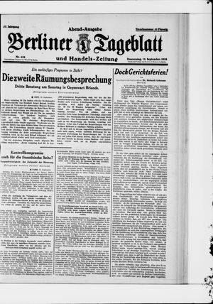 Berliner Tageblatt und Handels-Zeitung vom 13.09.1928