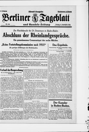 Berliner Tageblatt und Handels-Zeitung vom 17.09.1928
