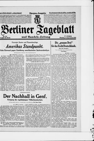 Berliner Tageblatt und Handels-Zeitung vom 18.09.1928