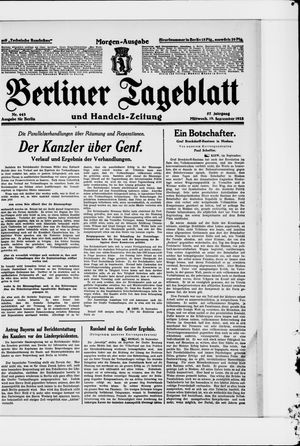 Berliner Tageblatt und Handels-Zeitung vom 19.09.1928