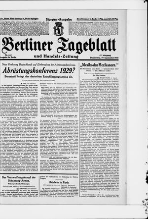 Berliner Tageblatt und Handels-Zeitung vom 20.09.1928