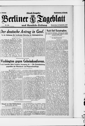 Berliner Tageblatt und Handels-Zeitung vom 20.09.1928