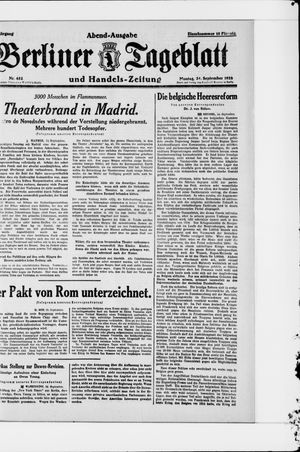 Berliner Tageblatt und Handels-Zeitung vom 24.09.1928