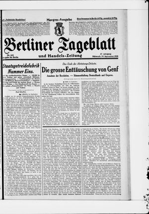 Berliner Tageblatt und Handels-Zeitung vom 26.09.1928