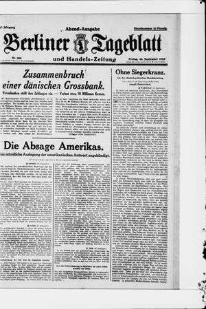 Berliner Tageblatt und Handels-Zeitung vom 28.09.1928