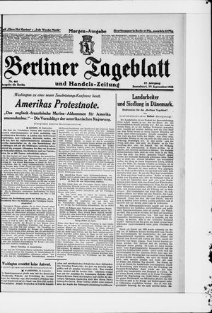 Berliner Tageblatt und Handels-Zeitung vom 29.09.1928