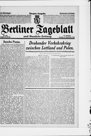 Berliner Tageblatt und Handels-Zeitung vom 30.09.1928