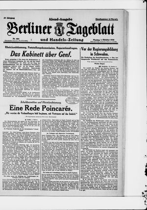 Berliner Tageblatt und Handels-Zeitung on Oct 1, 1928