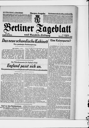 Berliner Tageblatt und Handels-Zeitung vom 02.10.1928