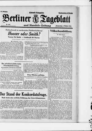 Berliner Tageblatt und Handels-Zeitung vom 04.10.1928