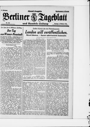 Berliner Tageblatt und Handels-Zeitung vom 08.10.1928