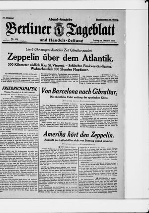 Berliner Tageblatt und Handels-Zeitung vom 12.10.1928