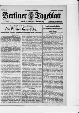 Berliner Tageblatt und Handels-Zeitung vom 20.10.1928