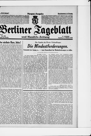 Berliner Tageblatt und Handels-Zeitung vom 21.10.1928