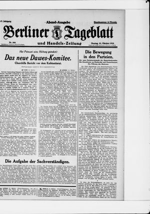 Berliner Tageblatt und Handels-Zeitung vom 22.10.1928