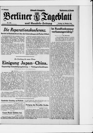 Berliner Tageblatt und Handels-Zeitung vom 26.10.1928