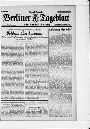 Berliner Tageblatt und Handels-Zeitung vom 27.10.1928