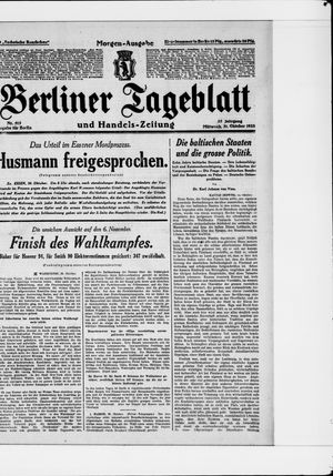 Berliner Tageblatt und Handels-Zeitung vom 31.10.1928