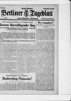 Berliner Tageblatt und Handels-Zeitung vom 07.11.1928