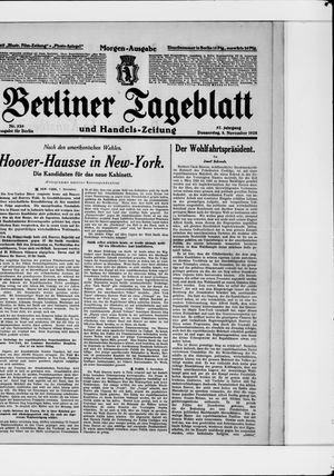Berliner Tageblatt und Handels-Zeitung vom 08.11.1928