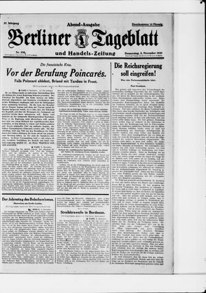 Berliner Tageblatt und Handels-Zeitung vom 08.11.1928