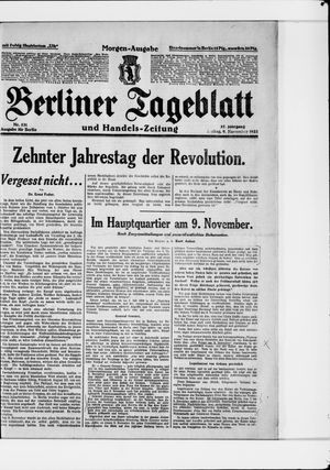 Berliner Tageblatt und Handels-Zeitung on Nov 9, 1928