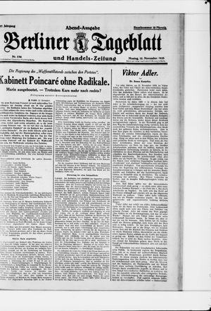 Berliner Tageblatt und Handels-Zeitung vom 12.11.1928