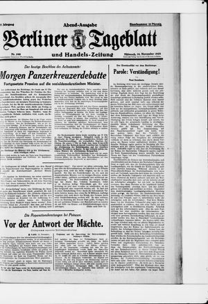 Berliner Tageblatt und Handels-Zeitung vom 14.11.1928