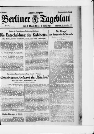Berliner Tageblatt und Handels-Zeitung vom 15.11.1928