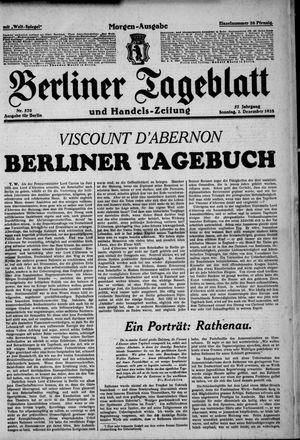 Berliner Tageblatt und Handels-Zeitung vom 02.12.1928