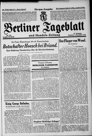 Berliner Tageblatt und Handels-Zeitung on Dec 4, 1928