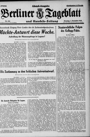 Berliner Tageblatt und Handels-Zeitung vom 04.12.1928