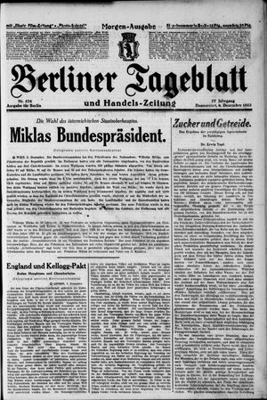 Berliner Tageblatt und Handels-Zeitung vom 06.12.1928