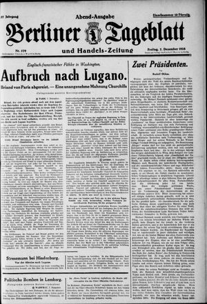 Berliner Tageblatt und Handels-Zeitung vom 07.12.1928