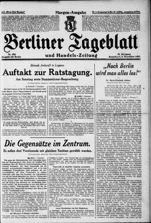 Berliner Tageblatt und Handels-Zeitung vom 08.12.1928