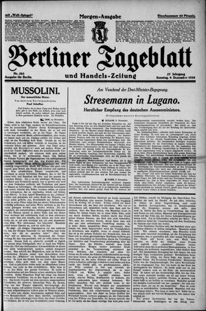 Berliner Tageblatt und Handels-Zeitung on Dec 9, 1928