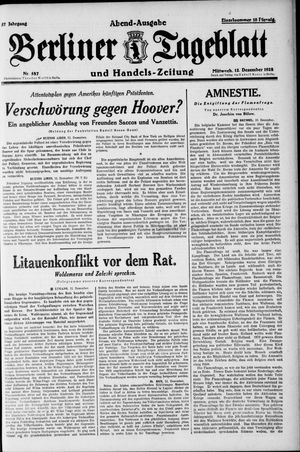 Berliner Tageblatt und Handels-Zeitung vom 12.12.1928